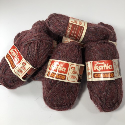 Vintage Katia Yarn Cosaco Chunky Knit Wool Blend Burgundy 9111 Lot of 8