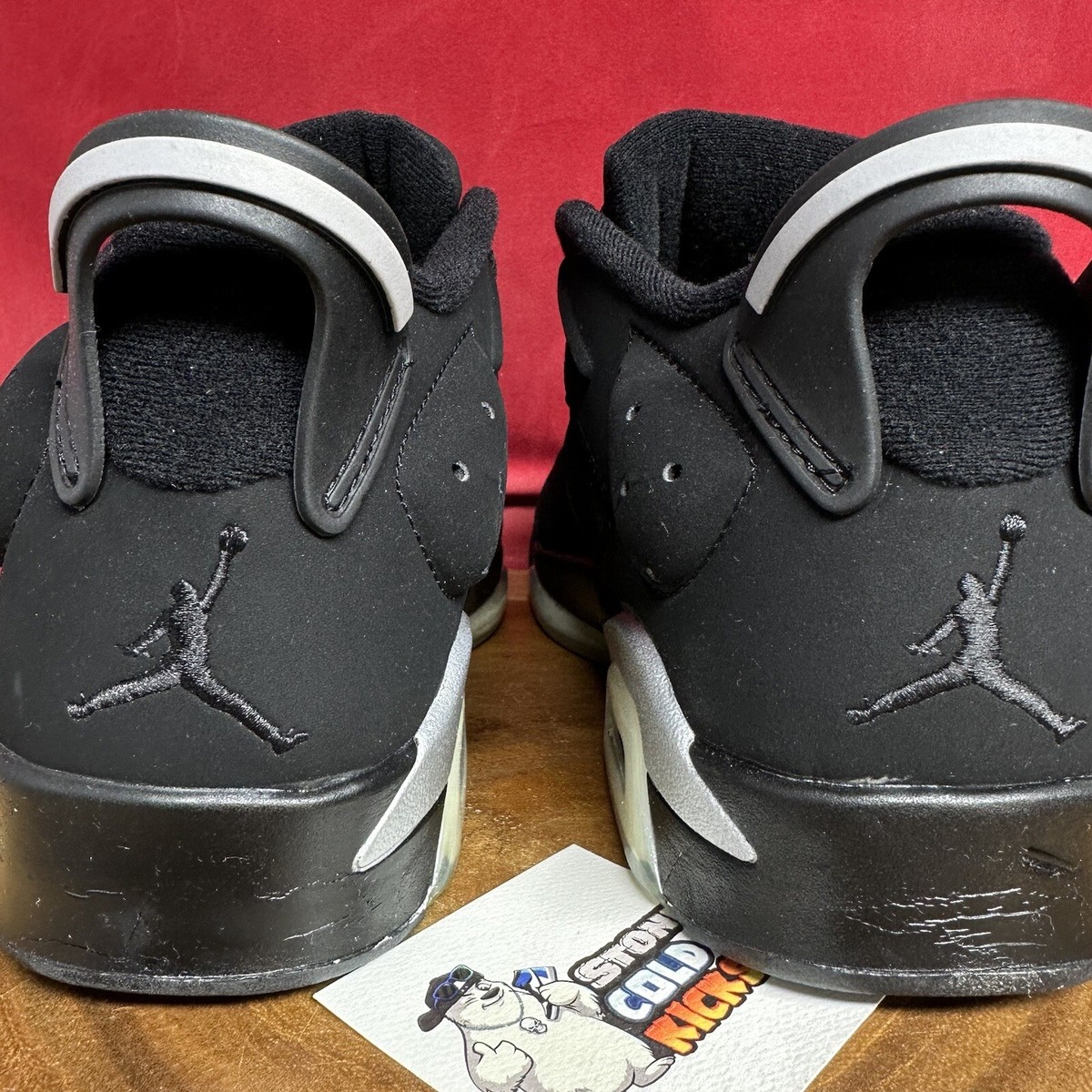 NIKE AIR JORDAN 6 RETRO BLACK METALLIC SILVER CHROME SIZE 9.5 VI 