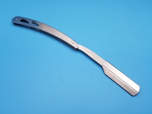 Straight Razor Folding Blade Shavette with spare blades in Pink Leather Sheath - Picture 5 of 8