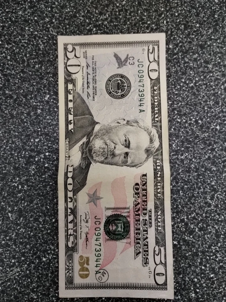 50 Dollar 2009 A. Misprint Bill,Ink Like A bird(Eagle) Going Soon!+4 Old Pennies - Image 2 of 3