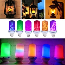 4 Modes E27/26 LED Fire Effect Fires Light Bulb Flickering Lamp Decor 6 Colors
