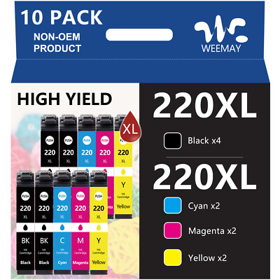 10PK 220XL Ink Cartridges For Epson XP-320 XP420 WF-2760 WF-2750 WF-2630 WF-2650