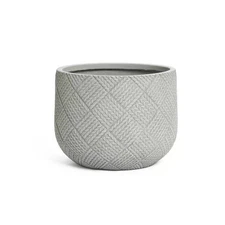 13.6 H Misty Gray Glen Pattern Mgo round Indoor and Outdoor Planter