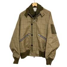 sacai Windowpane Blouson Jacket in Brown Beige mens USED
