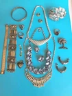 Vintage Costume Jewelry Lot Italy Taxco Silver Tone Bracelets Unmarked Sterling