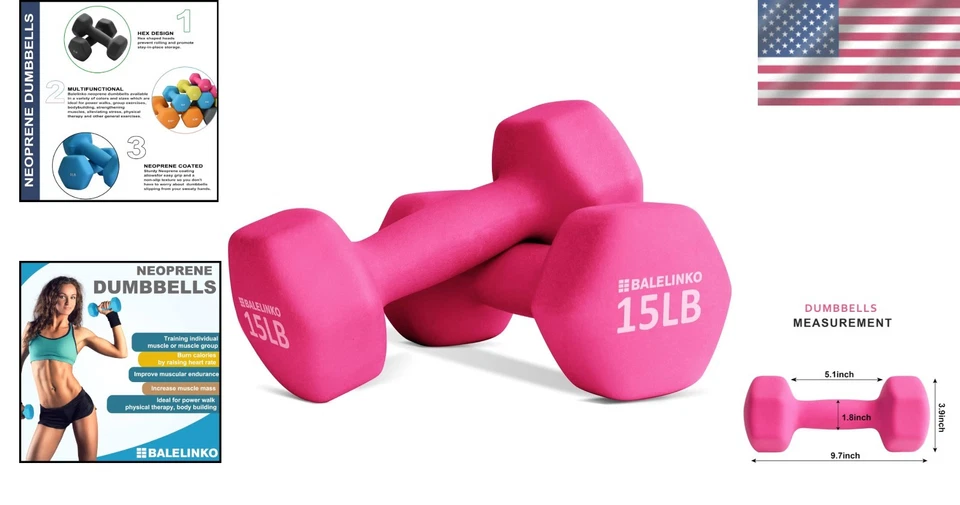 Mancuernas de neopreno de 15 lb - Par de pesas Foto 2 de 4