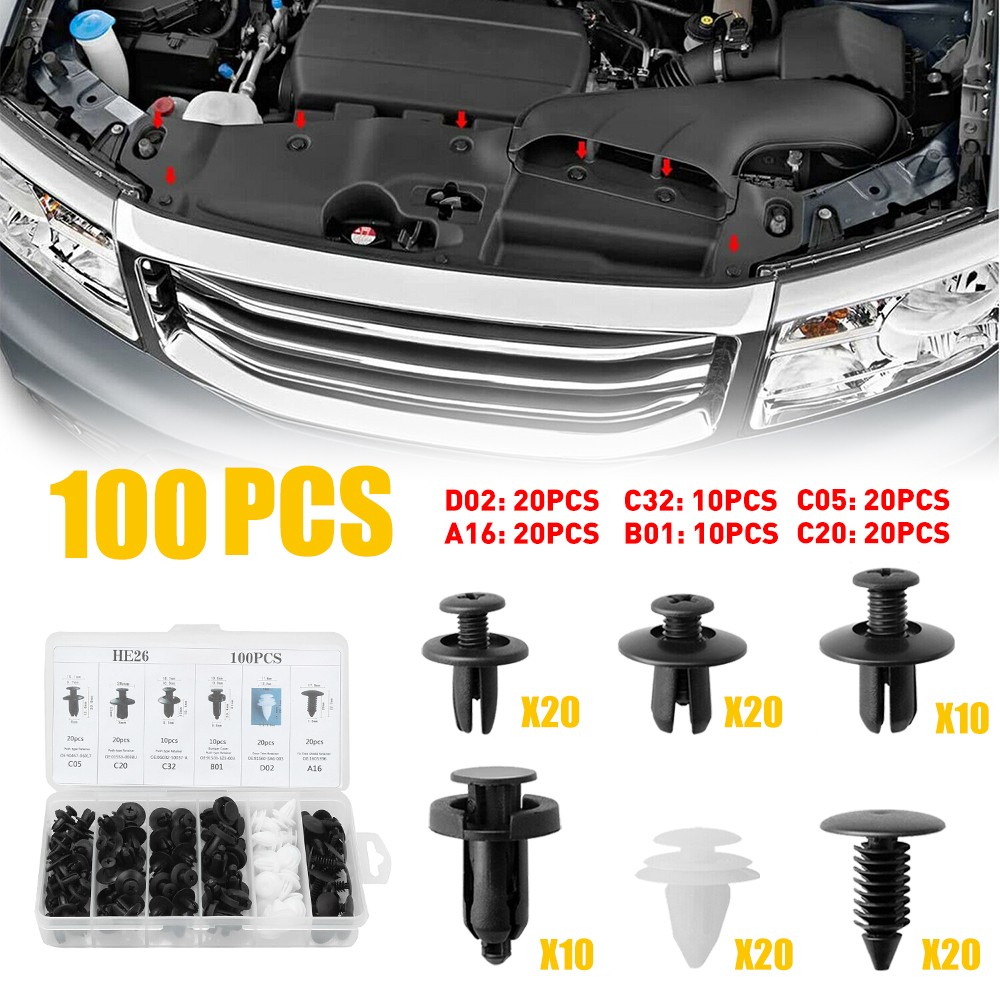 Brand New 100Pcs Bumper Clips Fender Trim Car Push Pin Rivet Fastener Retainer
