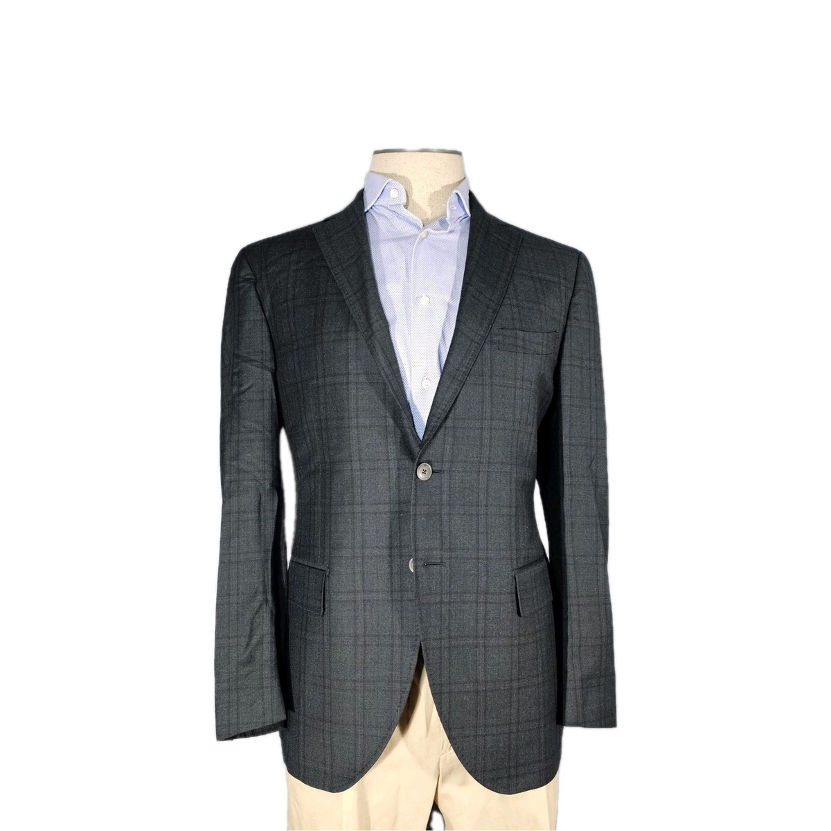 HYDROGEN luigi bianchi mantova コラボ　ウール Luigi Bianchi Mantova Sartoria Emerald Green Plaid Wool S 130s