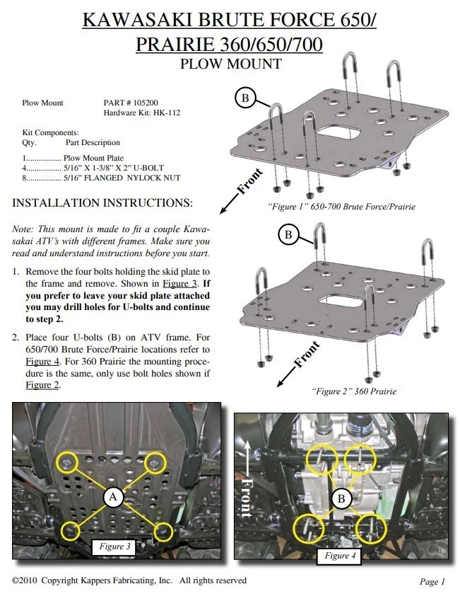 Suporte para arado de neve Kawasaki Prairie 700 2004-2006 4X4 ATV KFI 105200 - Imagem 4 de 4