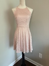 By And By Women’s Juniors Size 7 Fit & Flare Dress Pink Floral Lace Sleeveless