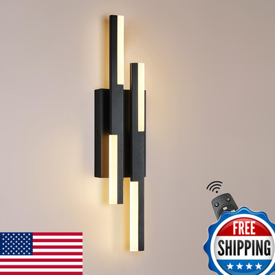 Benkut Modern Led Wall Sconce Black Remote Wall Light Fixtures For Bathroom