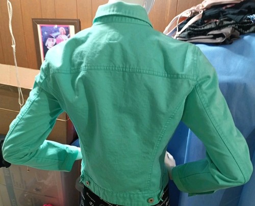 GAP Lime Green Corduroy Sherpa Lined Trucker Jacket Women's Sz. M - Picture 8 of 13