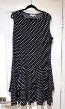 MICHAEL KORS Printed Flounce Dress Black Plus Size 2X MSRP $110