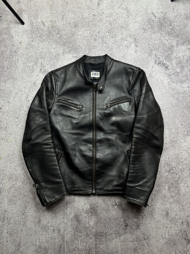 Edwin, Vintage Edwin Bandana Racing Moto Leather Japanese Biker Bomber Jacket Y2K Goth