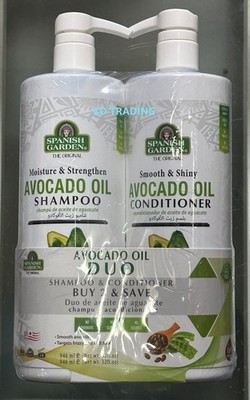 2-Pk SPANISH GARDEN Organic AVOCADO OIL Strengthen SHAMPOO + Smooth CONDITIONER