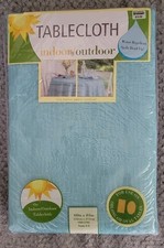 NEW Indoor Outdoor Tablecloth 60"x 84" Oblong Blue Aqua Spring Water Repel