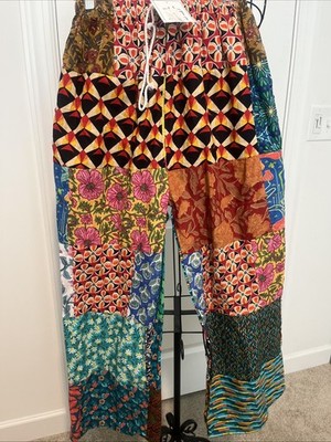 Patchwork Harem Pants Boho Hippie  Unisex Size L Run Small