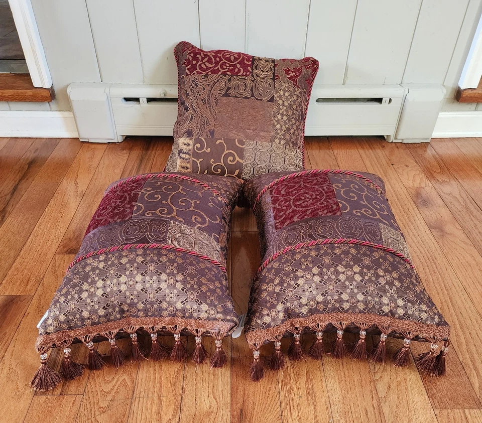 LOTE DE 3 - ALMOHADAS DECORATIVAS TOSCANAS ROJAS CROSCILL GALLERIA Foto 3 de 4