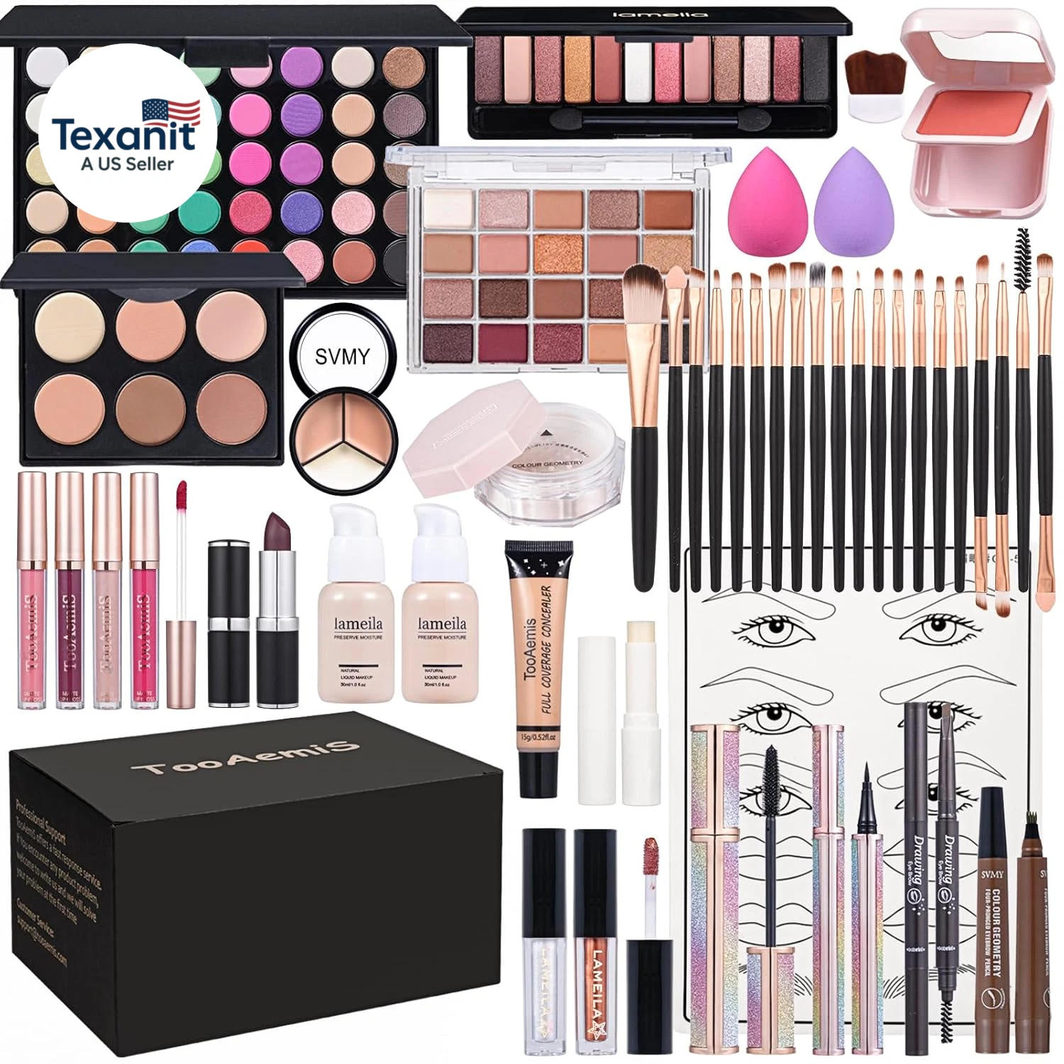 Makeup Set for Women Full Kit Includes, Eyeshadow、 Liquidfoundation,Loose Powder