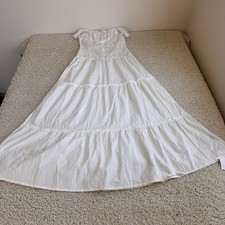 NWT Cider White Tiered Maxi Dress Womens Medium Cottagecore Smocked Sleeveless