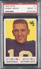 1959 TOPPS #1 JOHNNY UNITAS PSA 8