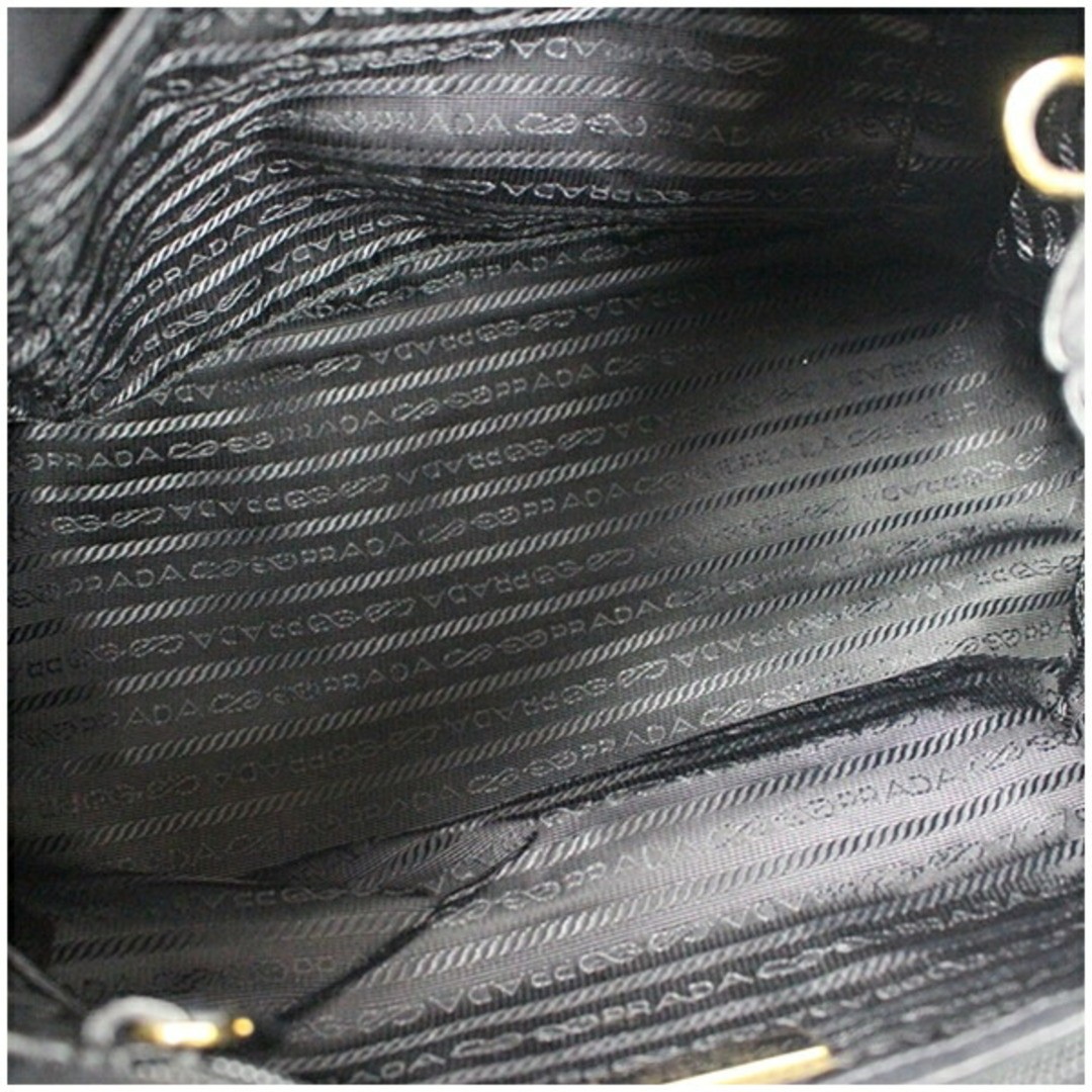 PRADA Tote Bag Ribbon Black Gold Hardware Nylon x Leather IBG068 Used AB Rank PR thumbnail 5