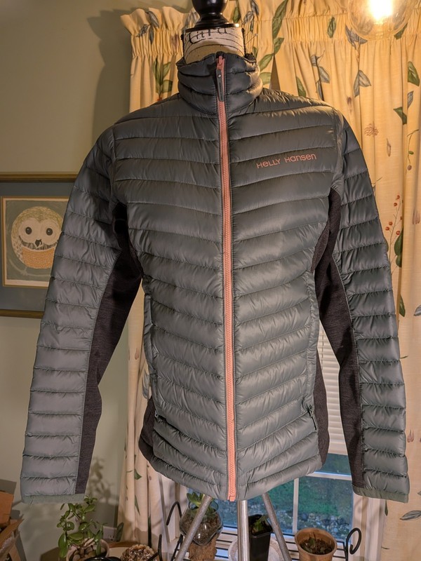 Helly Hansen Verglas Womens Teal Green Dark Grey Puffer Jacket Fitted Sz Medium