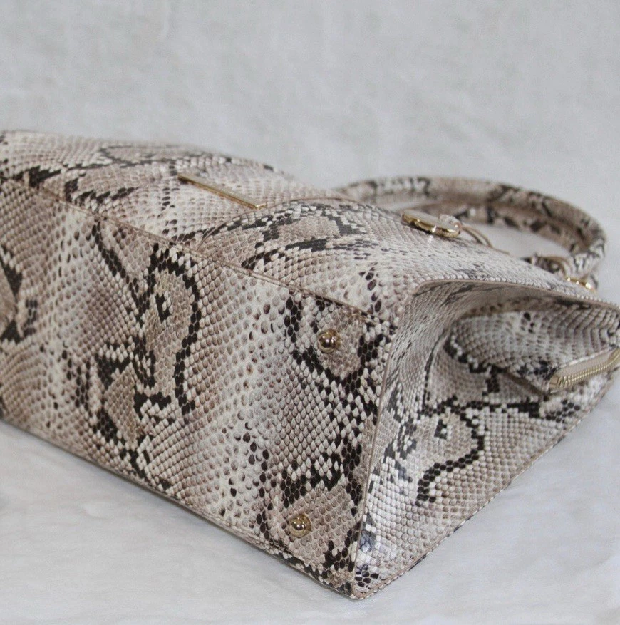 BRAHMIN Caroline Small Satchel Beige Sandcastle Tote Bag Purse Handbag GUC  - Image 2 of 4