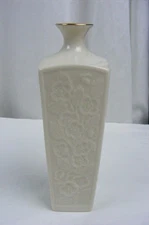 Vintage China Lenox 7" Bud Vase Floral Design Gold Rim
