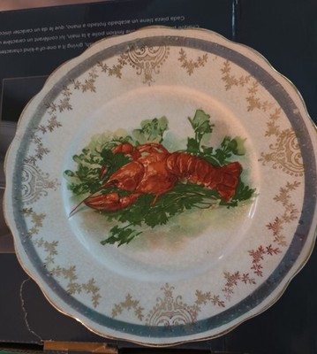 Antique China Luncheon Crab Lobster Plate by Sterling China Company, 1918-1922