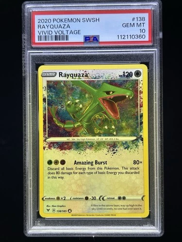 2020 Pokemon SWSH Vivid Voltage #138 Rayquaza Amazing Rare PSA 10 Gem Mint