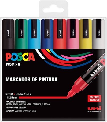 Posca UNI Stifte-Set, PC, 5 m, Basic, 8 Stück