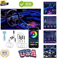 Smart LED Car Lights Interior with USB Port, LED Strip Fiber Optic Ambient Li...