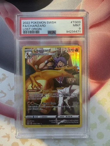 2022 POKEMON SWORD & SHIELD LOST ORIGIN #TG03 FULL ART/CHARIZARD PSA 9
