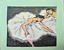 Hand Painted Acrylic Painting "Ballerinas.". Signed