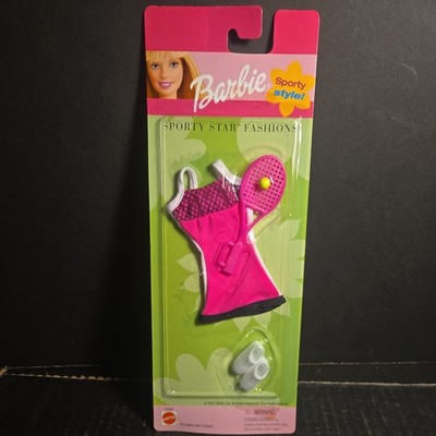 Mattel Barbie #47604 Sporty Star Fashion Tennis NIP  2001 Pink Tennis Dress