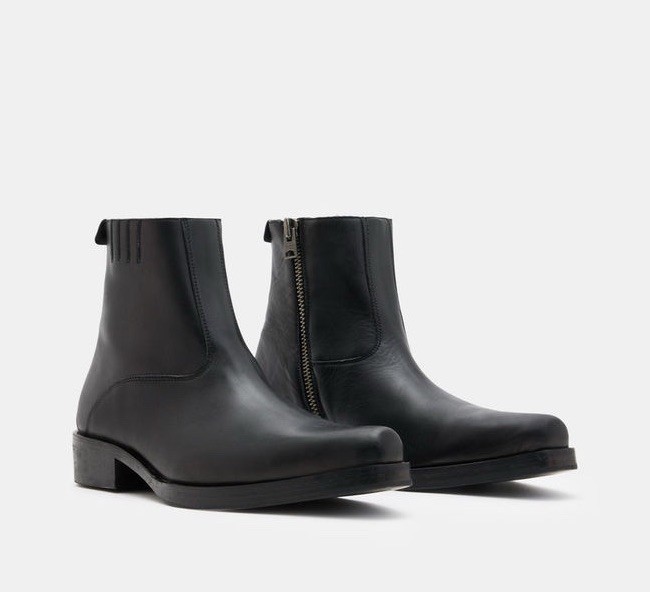 NEW ALLSAINTS Men's Booker Leather Zip Up Boots - Black - 8 US
