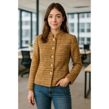 Nina McLemore Tweed Jacket Womens Sz 6 Button Front Boucle Textured Blazer