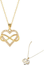 Infinity Heart Necklace for Women, Love Heart Pendant with Cubic Zirconia and In