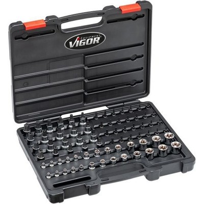 VIGOR STECKSCHLÜSSELSATZ -teilig 1/4'' 3/8'' 1/2''Zoll für AUßEN-TX INNEN-TX TX-TR 