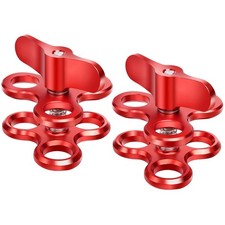 3-Hole 1" Aluminum Clamp Ball Mount 2-Pack - Bracket for Diving Light Arms ...