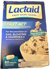 Lactaid Fast Act Lactase Enzyme Supplement 60 Caplets Exp.2/25