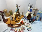 Vintage Playmobil 4012 Native American Indian Set Manual Teepee Canoe Extras
