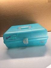 Vintage Caboodles Jellies Organizer Vanity Teal Blue Glitter Makeup Case 2762