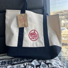 Trader Joe's Large Blue Reusable Tote Bag - New Ships Worldwide