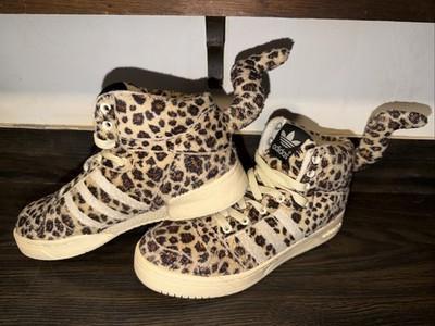 Adidas Jeremy Scott Leopard Sandstorm 7.5 Animal Print High Top Sneakers D44396