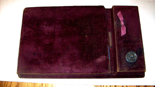 Antica scatola stilografica da viaggio Lap Desk bordeaux / pozzetto inchiostro ~ 12" x 8" x 1,5" - Foto 2 di 8