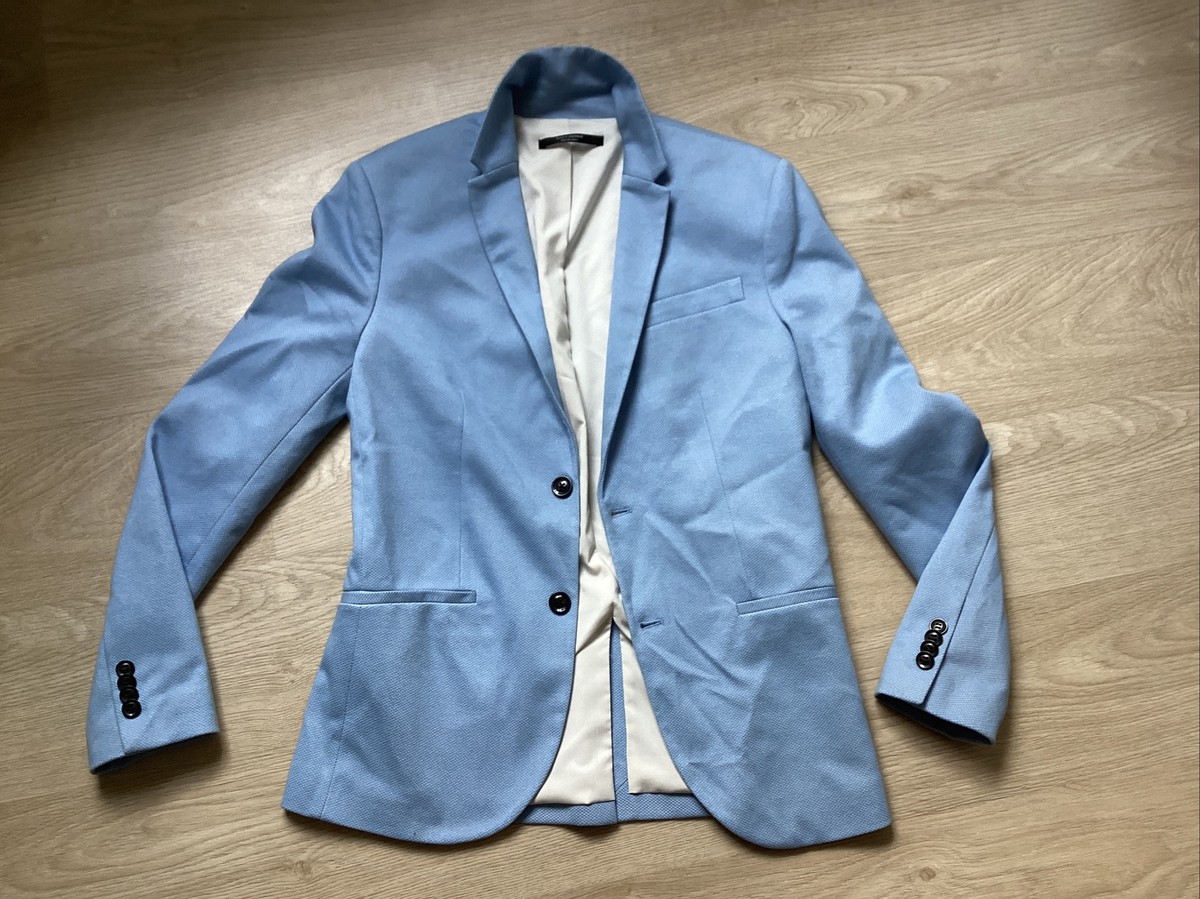 Blazer Zara Homme Taille S Bleu - Occasion En Très Bon état, Impeccable Comme Neuf
