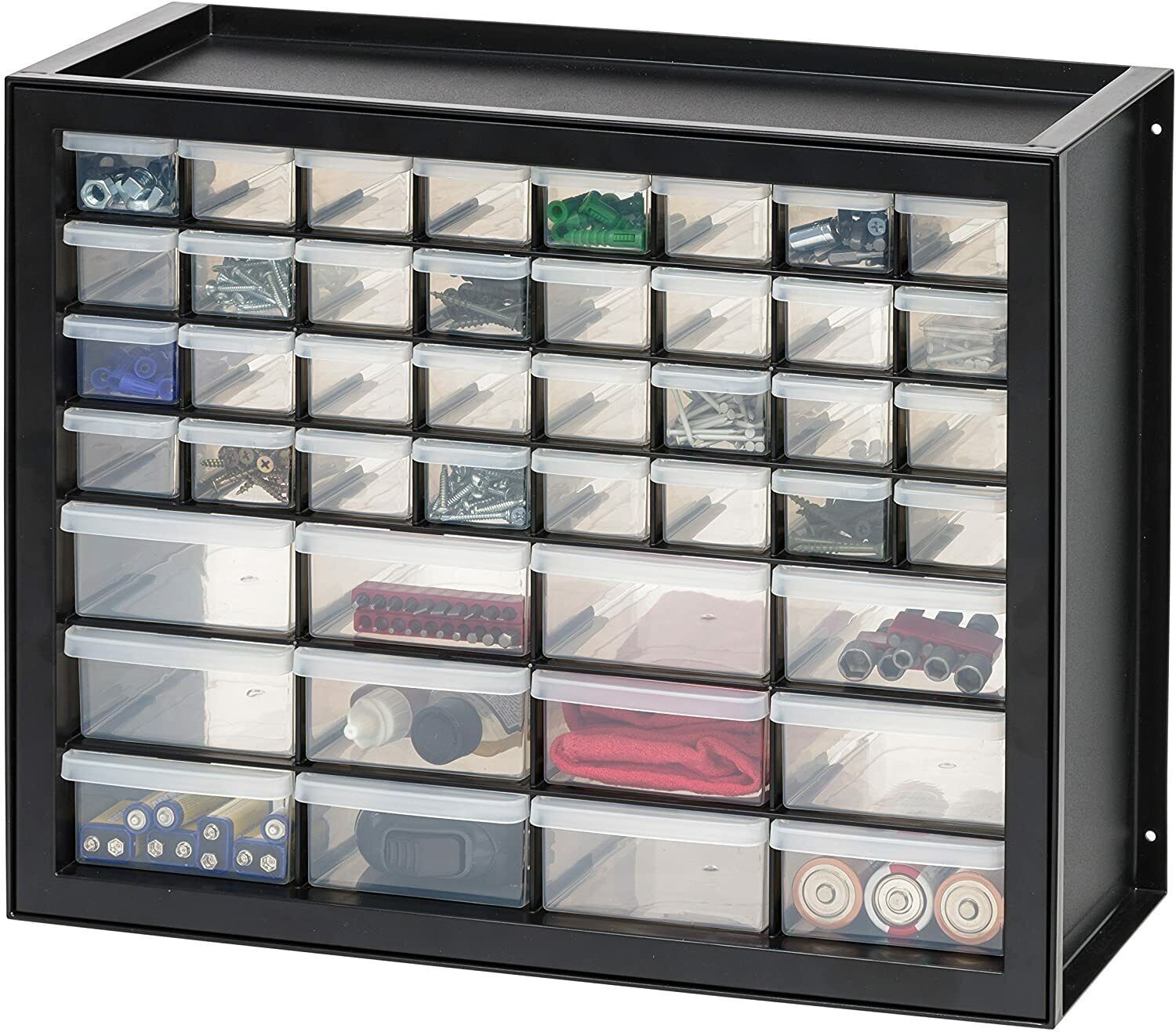 Plastic Cabinet Drawer Organizer Hardware Tool Box Storage Parts Black US