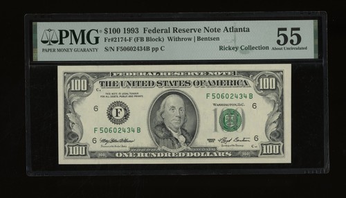 DBR 1993 $100 FRN Atlanta Fr. 2174-F PMG 55 Serial F50602434B - Picture 1 of 2